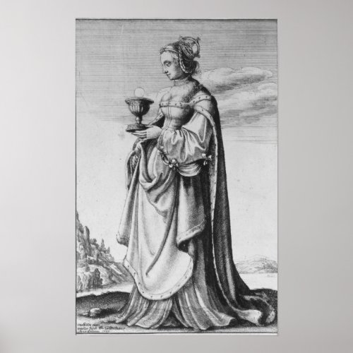 St Barbara etched by Wenceslaus Hollar 1647 Poster