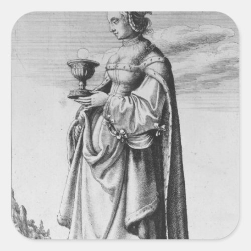 St Barbara etched by Wenceslaus Hollar 1647 Square Sticker