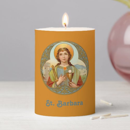 St Barbara of Nicomedia BK 001 3x4 Pillar Candle