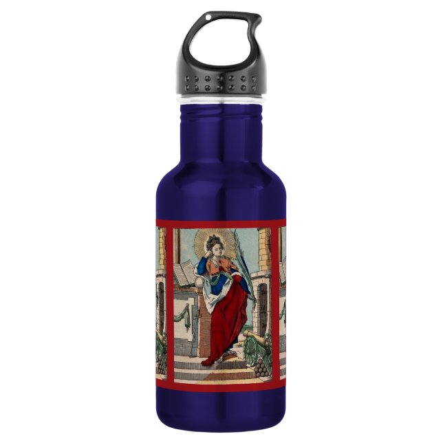 St. Barbara with Artillery (M 007) Blue Stainless Steel Water Bottle (Front)