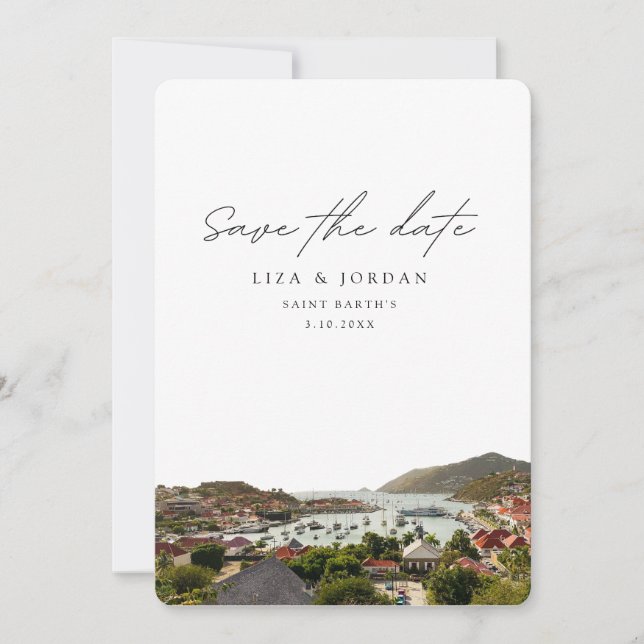 St Barth's Save the Date Scenic Wedding Invitation (Front)