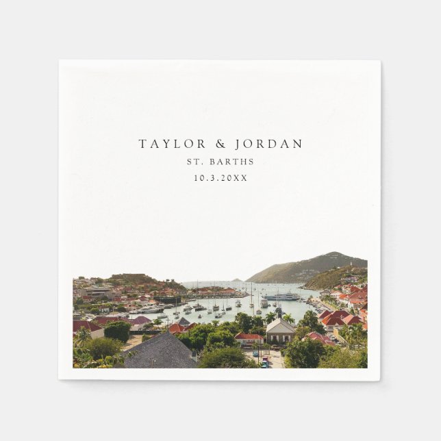 St. Barths Wedding Custom Photo Cocktail Napkins (Front)