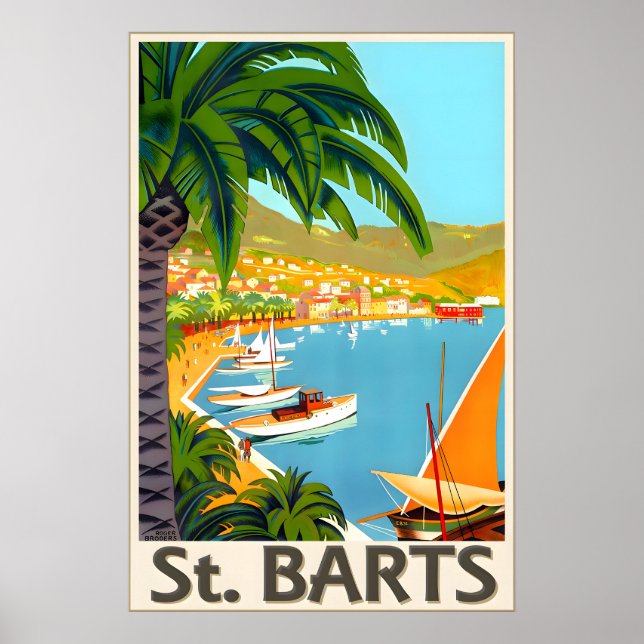 St Barts Tropical Beach Travel Poster Roger (Front)