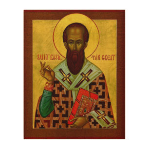St Basil the Great Holy Icon Wood Wall Art