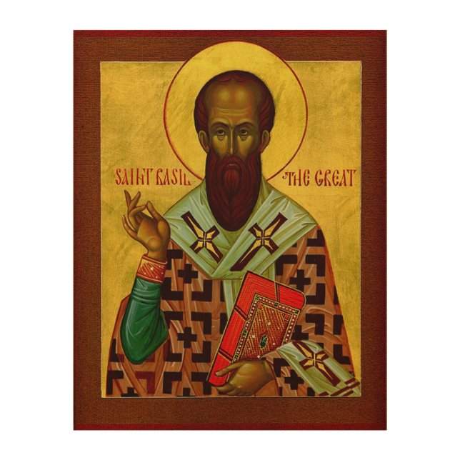 St Basil the Great Holy Icon Wood Wall Art (Front)