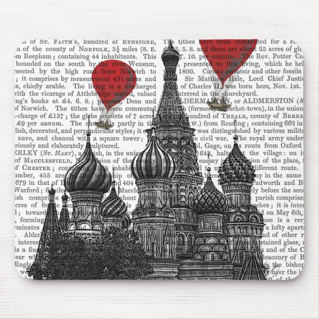 St Basil's Cathedral and Red Hot Air Balloons Mouse Pad (Front)