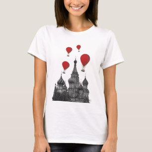 St Basil's Cathedral and Red Hot Air Balloons T-Shirt