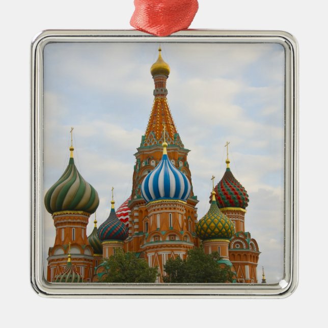 St. Basil's Cathedral in Red Square, Moscow Metal Ornament (Front)