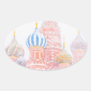St Basil's Cathedral In Snowstorm Oval Sticker