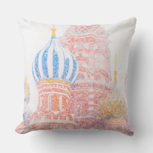 St Basil's Cathedral In Snowstorm Throw Pillow
