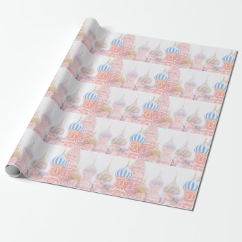St Basil's Cathedral In Snowstorm Wrapping Paper by DigitalSolutions2u at Zazzle