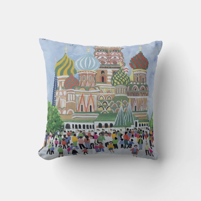 St. Basil's Cathedral Red Square 1995 Throw Pillow (Front)