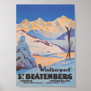 St. Beatenberg, Switzerland Vintage Travel Poster