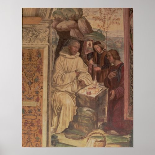 St Benedict against a  Landscape from the Life o Poster