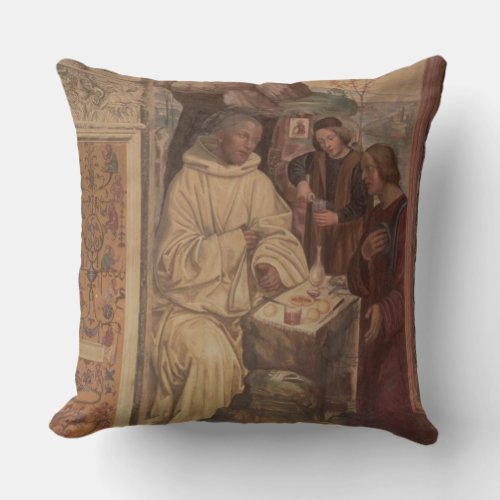 St Benedict against a  Landscape from the Life o Throw Pillow