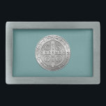 St Benedict Cross Medal Rectangular Belt Buckle<br><div class="desc">St Benedict Cross Medal</div>