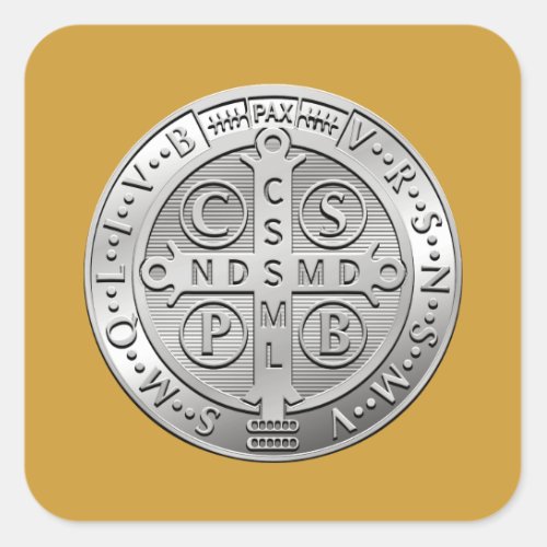 St Benedict Cross Medal Square Sticker