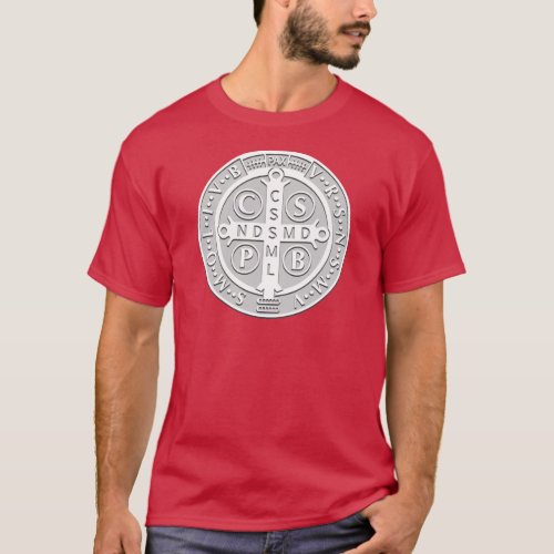 St Benedict Medal 2 sides solid T_Shirt