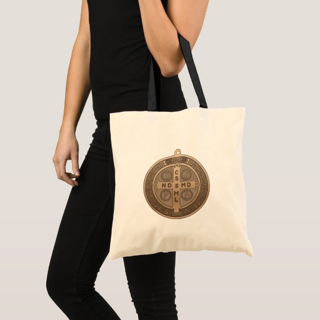 St Benedict Medal Catholic Protection Cross Tote Bag (Front (Product))