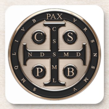 St. Benedict Medal Coaster by SteelCrossGraphics at Zazzle