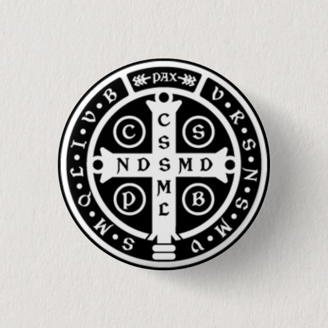 St. Benedict Medal Cross Pinback Button (Front)