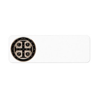 St. Benedict Medal Label by SteelCrossGraphics at Zazzle