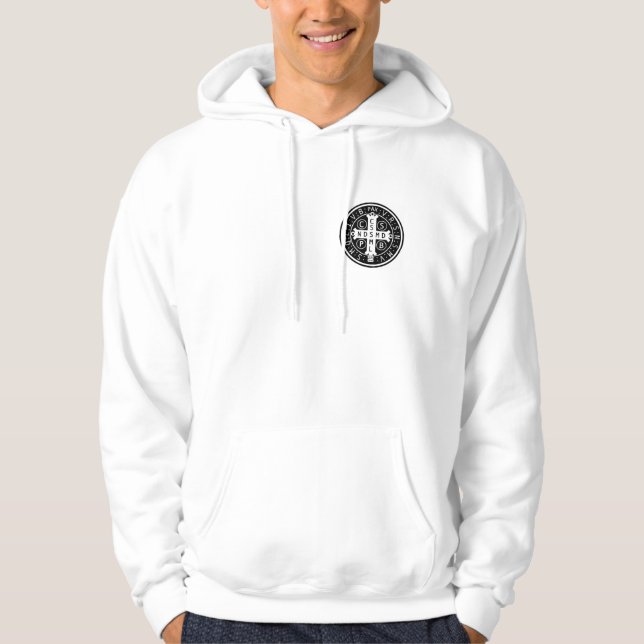 St. Benedict Medal Light-Color Hooded Sweatshirts (Front)