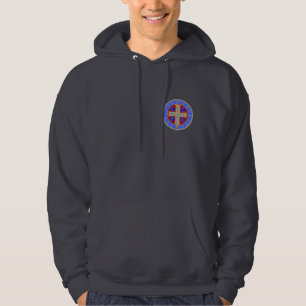 St. Benedict Medal on Any Dark Hooded Sweatshirt