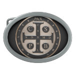 St. Benedict Medal Oval Belt Buckle at Zazzle