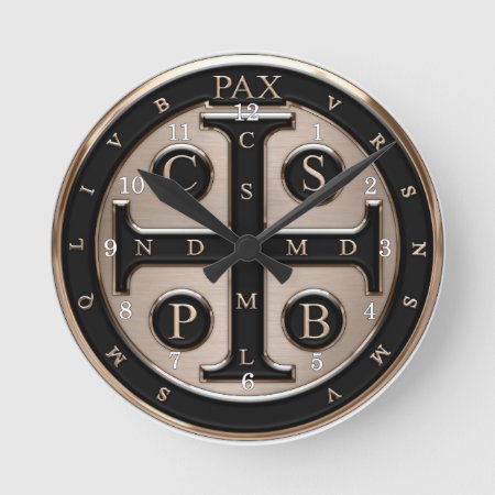 St. Benedict Medal Round Clock