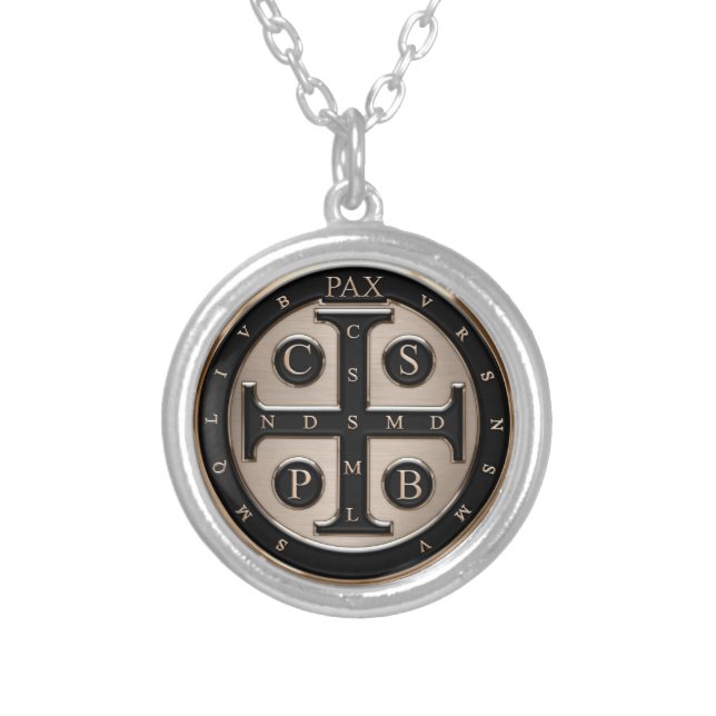 St. Benedict Medal Silver Plated Necklace (Front)
