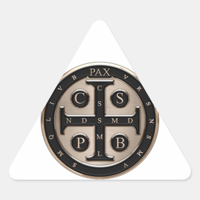 St. Benedict Medal Triangle Sticker (Front)