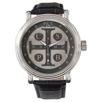 St. Benedict Medal Watch by SteelCrossGraphics at Zazzle