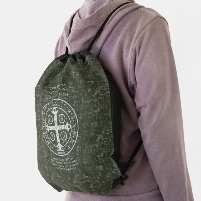 St Benedict Medal with Latin prayer    Drawstring Bag (Insitu)