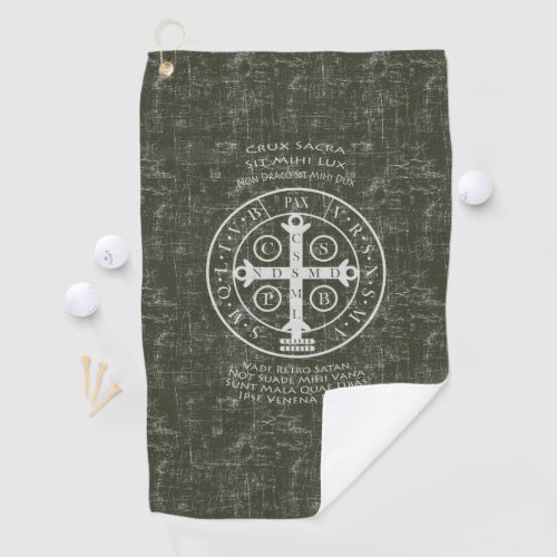 St Benedict Medal with Latin prayer    Golf Towel