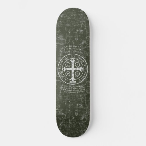 St Benedict Medal with Latin prayer  Skateboard