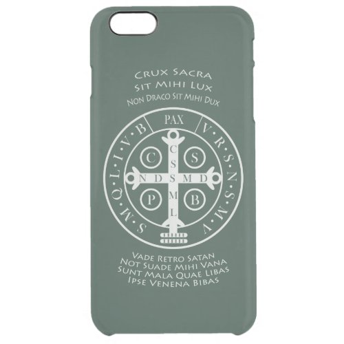 St Benedict Medal with Latin Prayer  Clear iPhone 6 Plus Case