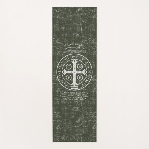 St Benedict Medal with Latin prayer  Yoga Mat