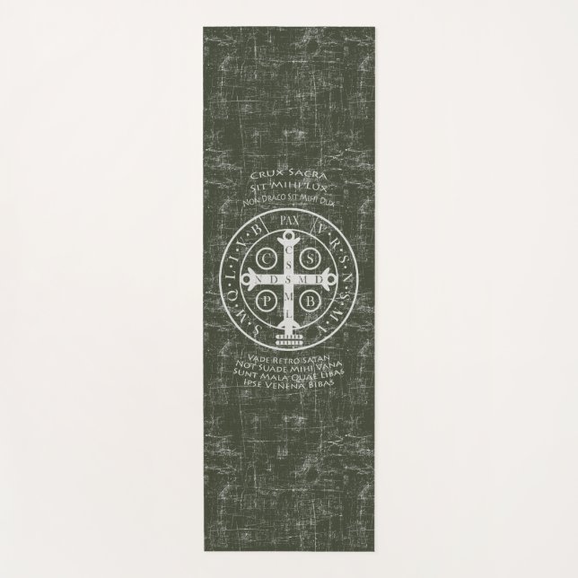 St Benedict Medal with Latin prayer  Yoga Mat (Front)
