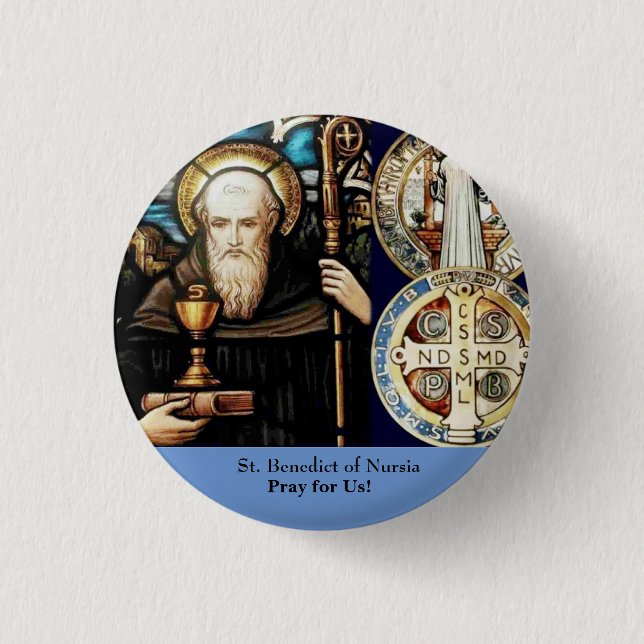 St. Benedict of Nursia Button (Front)