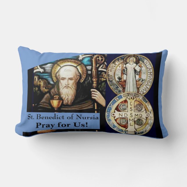 St. Benedict of Nursia Card Lumbar Pillow (Front)