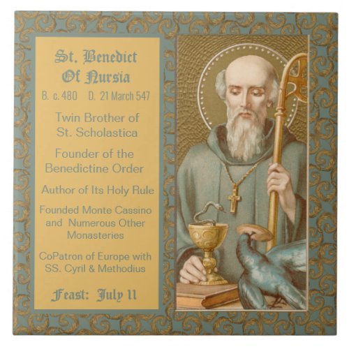 St Benedict of Nursia JM 07 Ceramic Tile