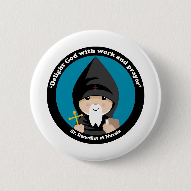 St Benedict of Nursia Pinback Button (Front)
