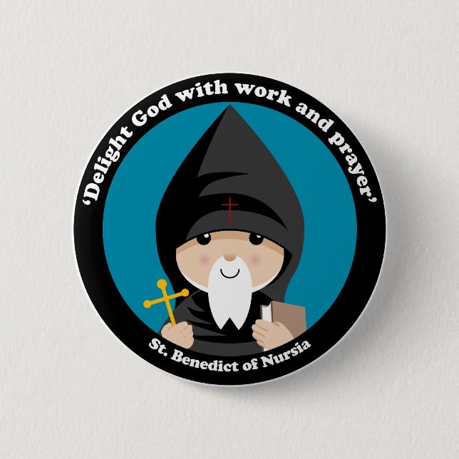 St Benedict of Nursia Pinback Button (Front)