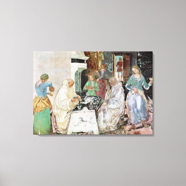 St. Benedict receiving hospitality Canvas Print (Front)