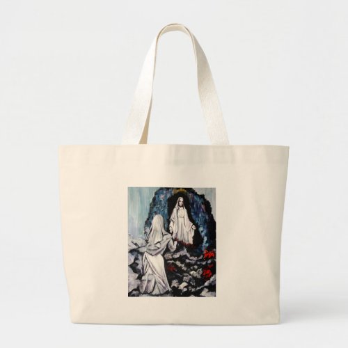 St Bernadette at the Grotto Large Tote Bag
