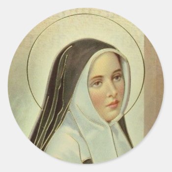 St. Bernadette Of Lourdes Classic Round Sticker by Xuxario at Zazzle