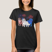 St Bernard American Flag 4th Of July Independence  T-Shirt