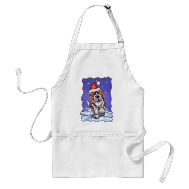 St. Bernard Christmas Adult Apron (Front)