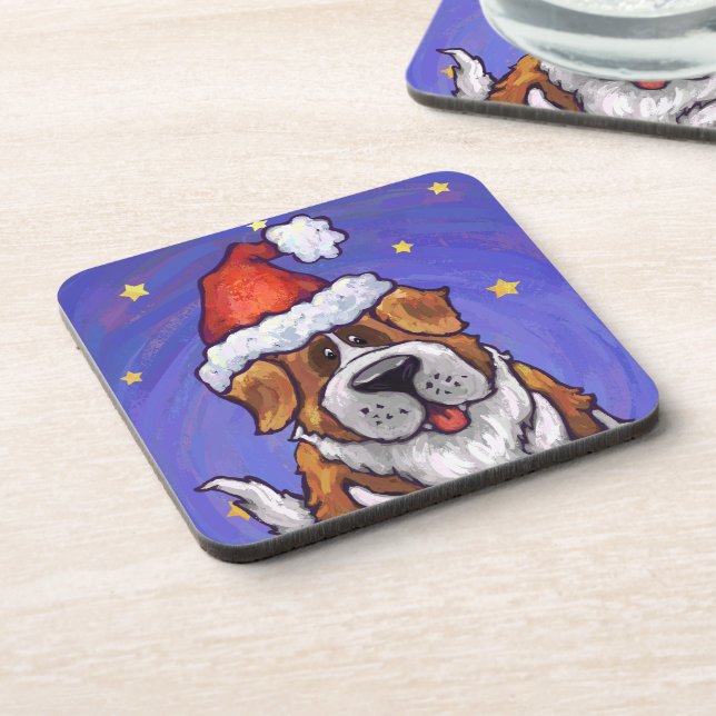 St. Bernard Christmas Beverage Coaster (Left Side)